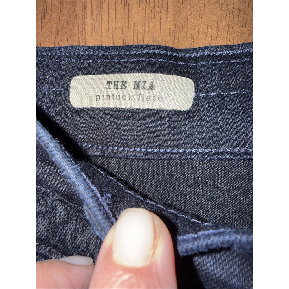 AG Adriano Goldschmied The Mia Cropped Pin Tuck Flare Jeans Navy Made USA 26 - Picture 6 of 15